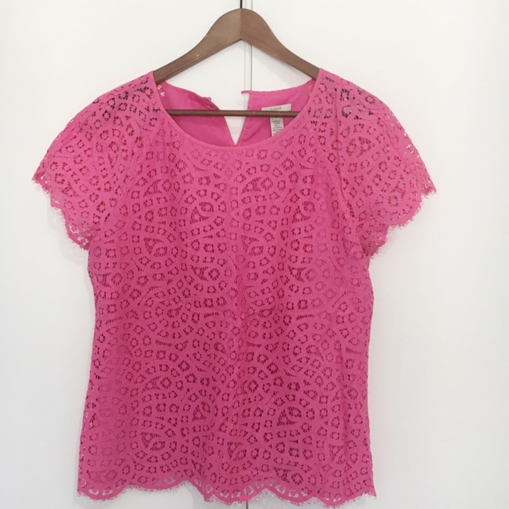 J.Crew Pink Lace Top